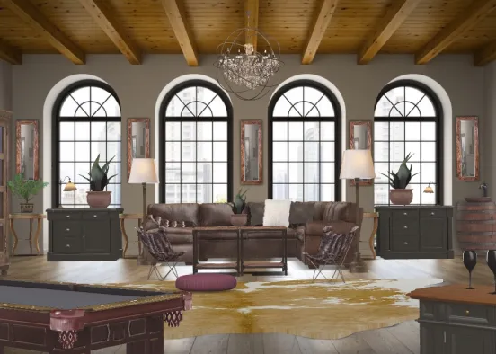 Rustic Style Part 1. The Living Room Design Rendering