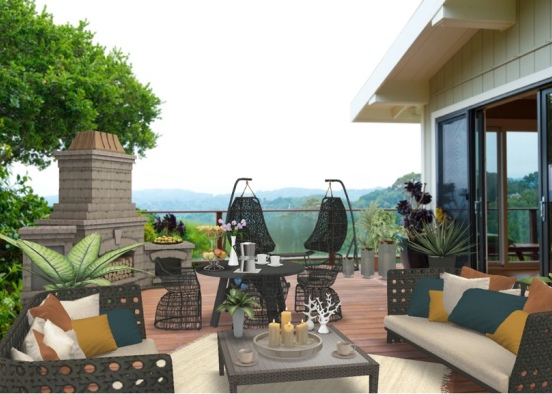 Outdoor & summer balcony Design Rendering