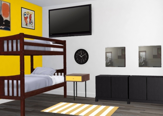 Black and Yellow Bedroom Design Rendering