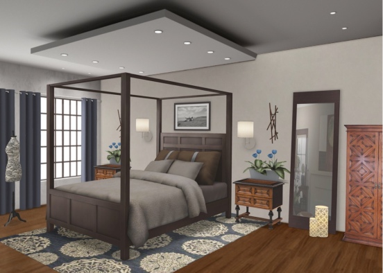 a classical bedroom  Design Rendering