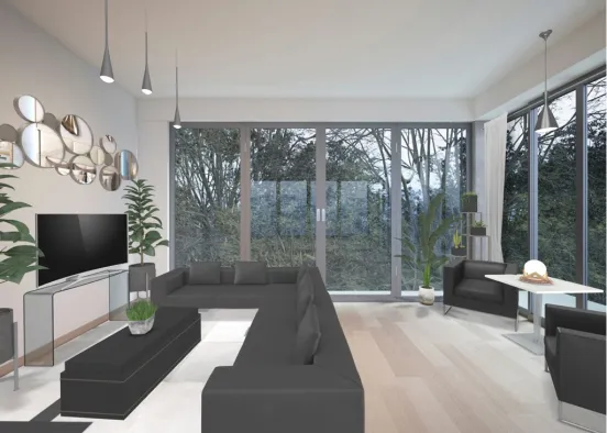Simple Modern Livingroom Design Rendering