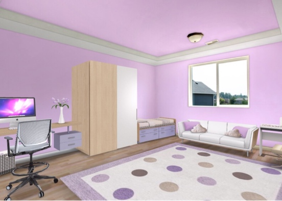 Purple Teen Girl room Design Rendering