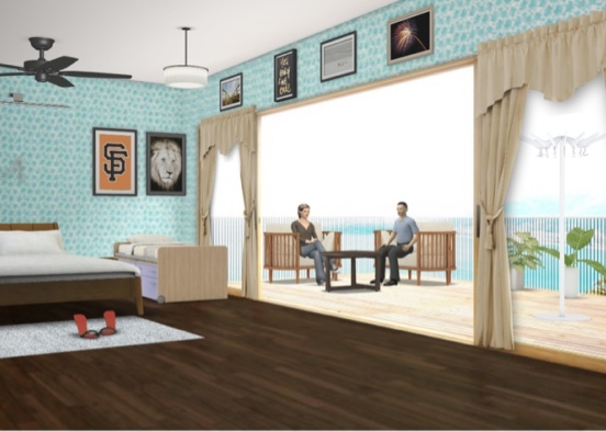a large bedroom for 2 Design Rendering