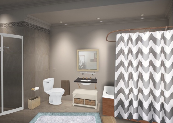 clean gray luxury bathroom  Design Rendering