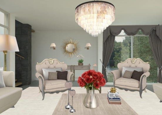 Luxury living room  Design Rendering