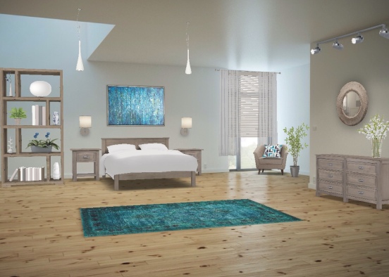 Fresh blue bedroom Design Rendering