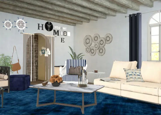 blue living room Design Rendering