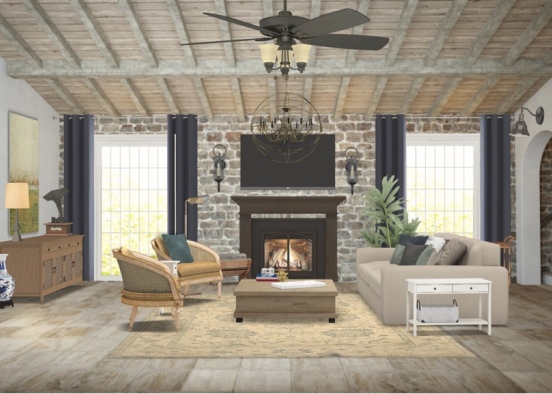 farmhouse living room  Design Rendering