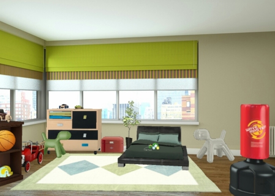 Green kid room Design Rendering