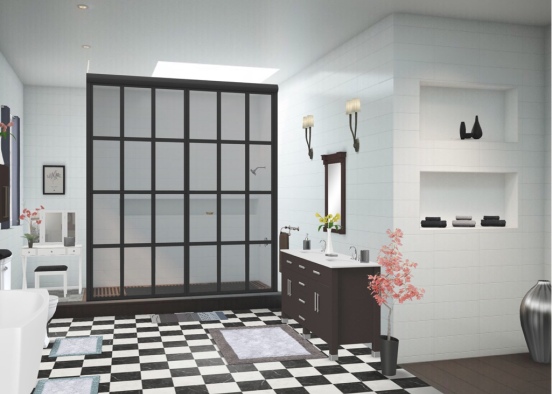 Black and white bathroom part 2 Design Rendering