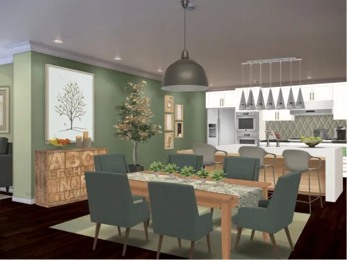 Gray-green dining room