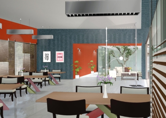 Office Canteen Design Rendering