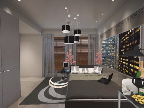 Luxury black bed room