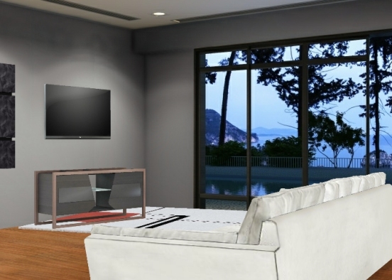 Glass Living Room  Design Rendering