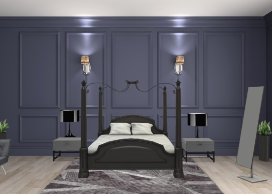 Black Bedroom Concept Design Rendering