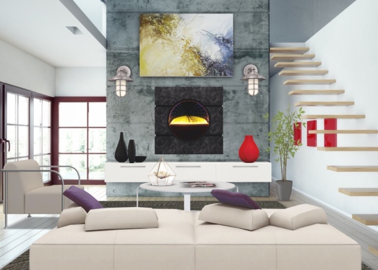 modern fireplace  Design Rendering