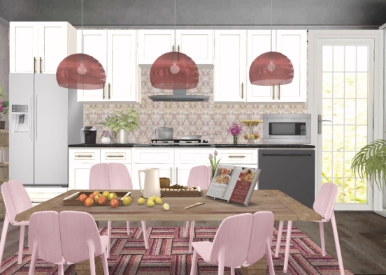 Pink Kitchen Design Rendering