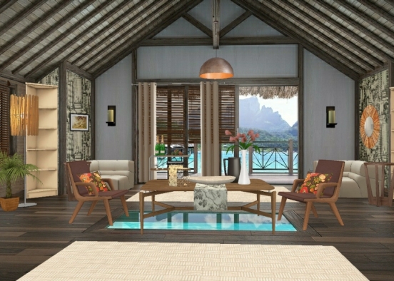 A nice summer living room Design Rendering