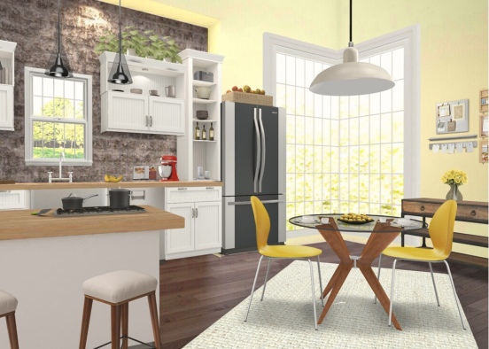 Yellow Kitchen Design Rendering