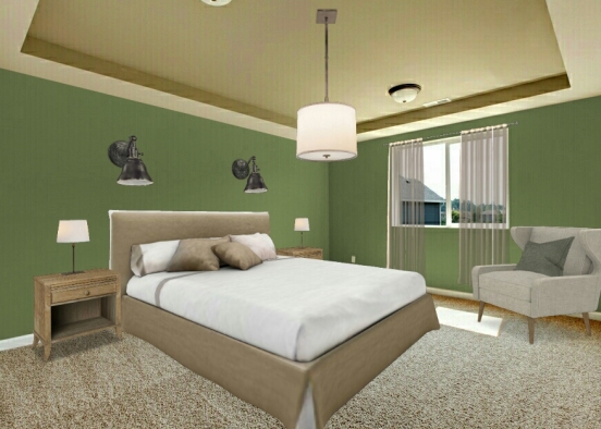 Kahve rengi yeşil yatak odası Design Rendering
