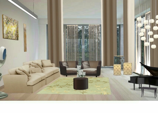 Elegant Classic Living Room Design Rendering