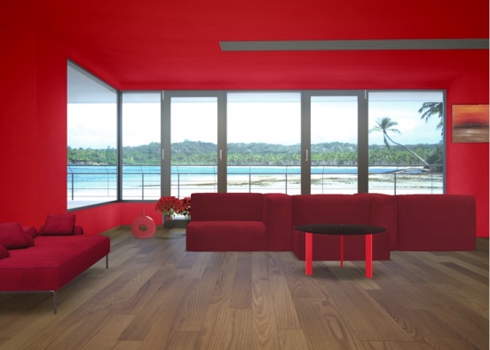 red living room  Design Rendering