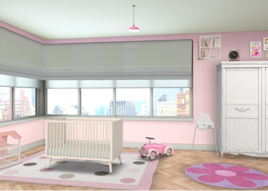 Baby Zimmer in pink für Mädchen  Design Rendering