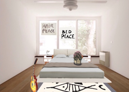 John Lennon And Yoko One bed peace room Design Rendering