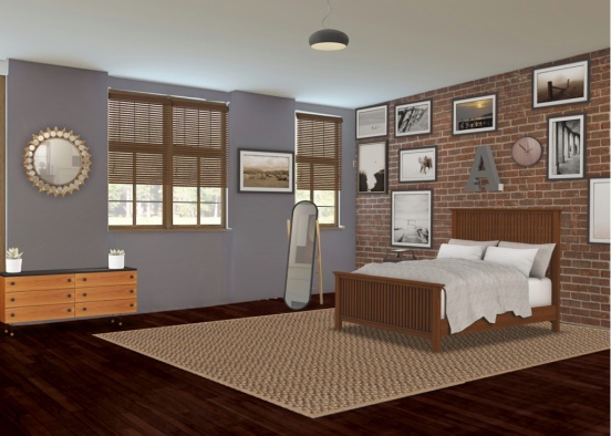 Rustic but Modern Bedroom  Design Rendering