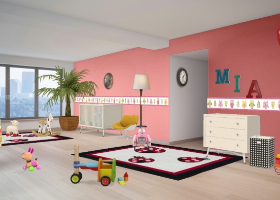 Babyzimmer Mädchen Design Rendering