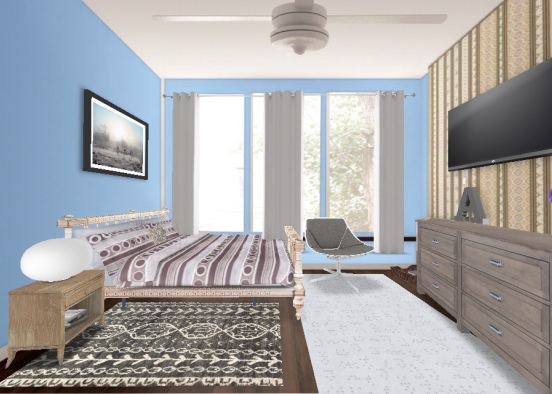 Teen grey bedroom Design Rendering