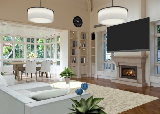 Neautral living room Design Rendering