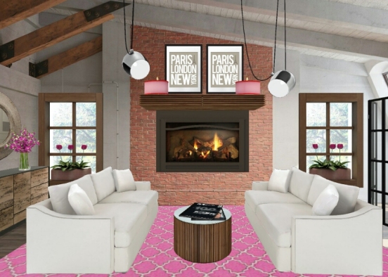 Industrial Glam Living Room  Design Rendering