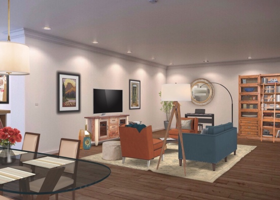 Comfy & Classy Living Room Design Rendering