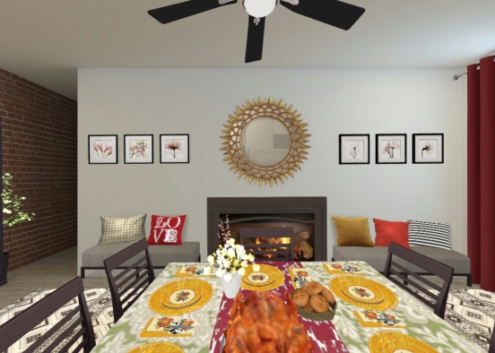 Thanksgiving family room Design Rendering