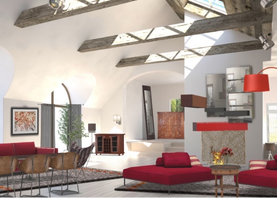 red livingroom Design Rendering