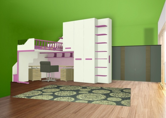 modern kids bedroom Design Rendering