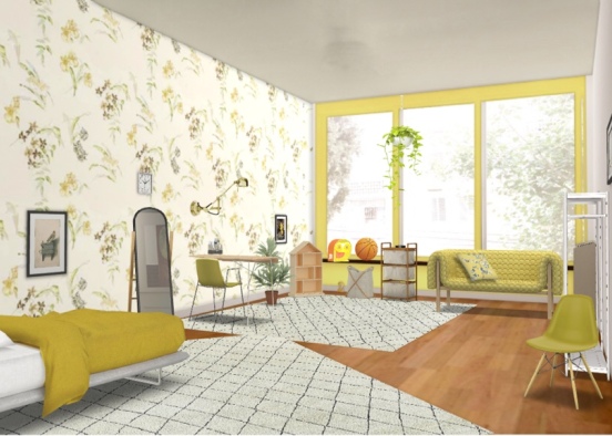 yellow little girl room Design Rendering