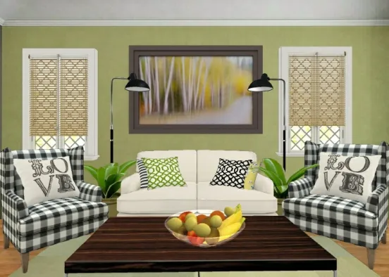 Pops of Green and Yellow Design Rendering