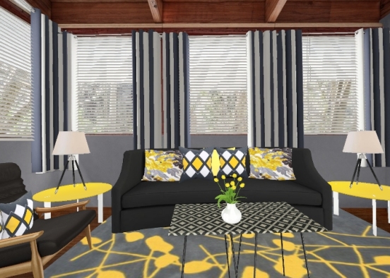 Cozy Yellow Sunroom  Design Rendering