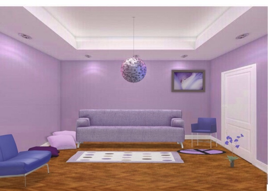 purple kids living room Design Rendering