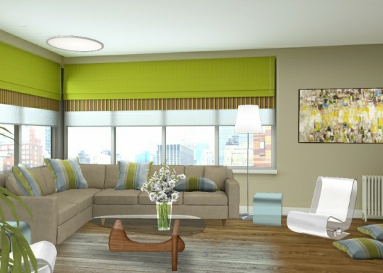 Pea green livingroom Design Rendering
