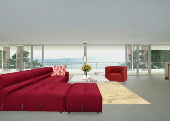 Comfy mid-contemporary living room Design Rendering