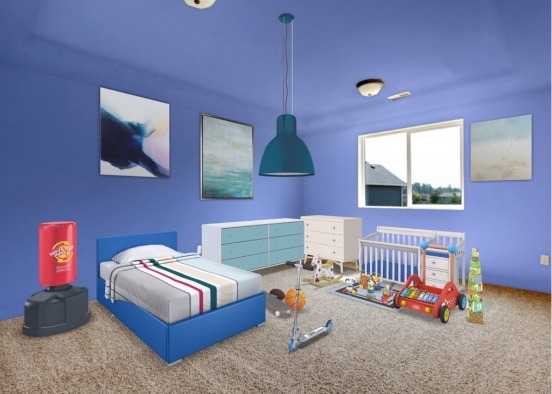 big brother and baby brother room Design Rendering