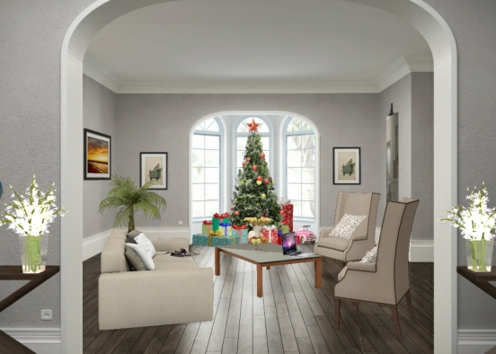 Family room for the holidays Design Rendering