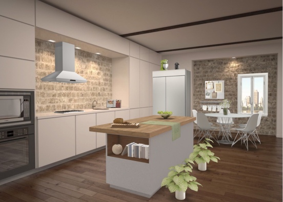 Apartment Stone Kitchen Design Rendering