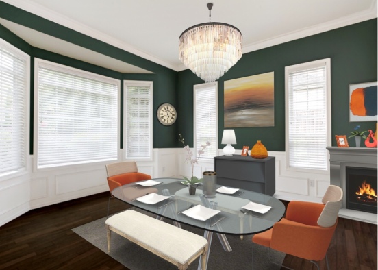 Green and orange dining room Design Rendering