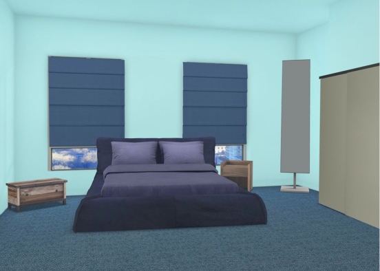 perky blue bedroom  Design Rendering