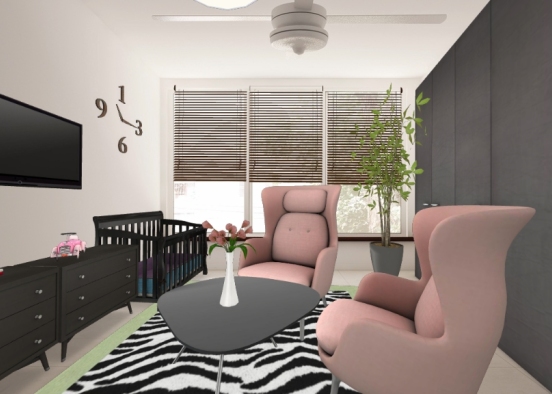 Baby girl room with pink akcents Design Rendering