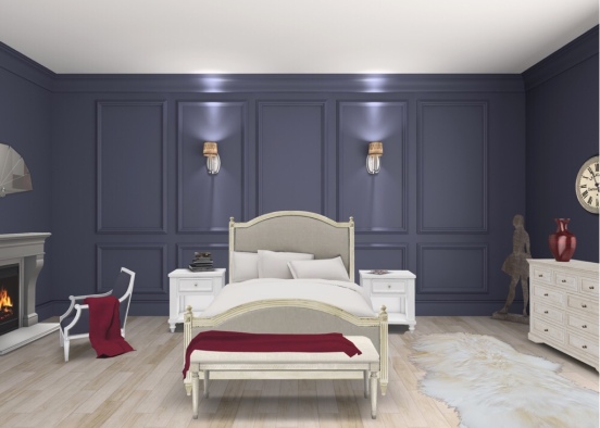 Purple and Red Bedroom Design Rendering